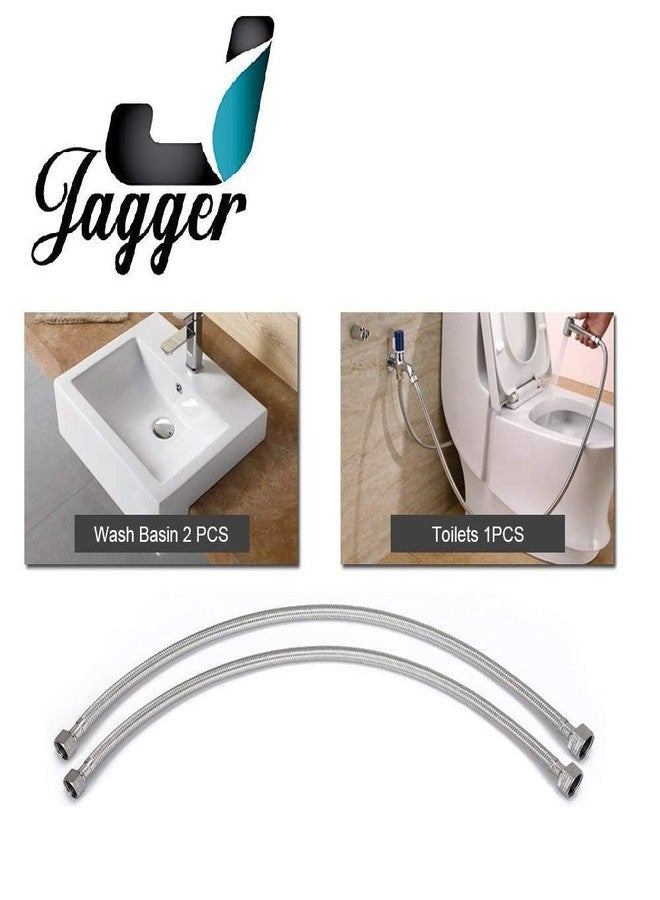 JAGGER CP2251 18 INCH Stainless Steel 304 Grade Connection Pipe For Geyser, Wash Basin & Toilet Seat Flush, 304 SS Finish (Length - 18-inch & Width - 1/2-inch) PACK OF - 2 - Image 3